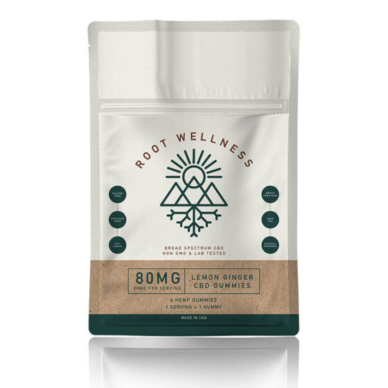 Root Wellness - CBD Edible - Lemon Ginger Gummies 4 Pack Pouch - 20mg