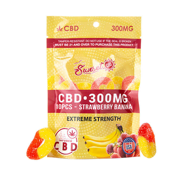 CBD Gummies - CBD Infused Strawberry-Banana Rings - 20mg - By Sunset CBD