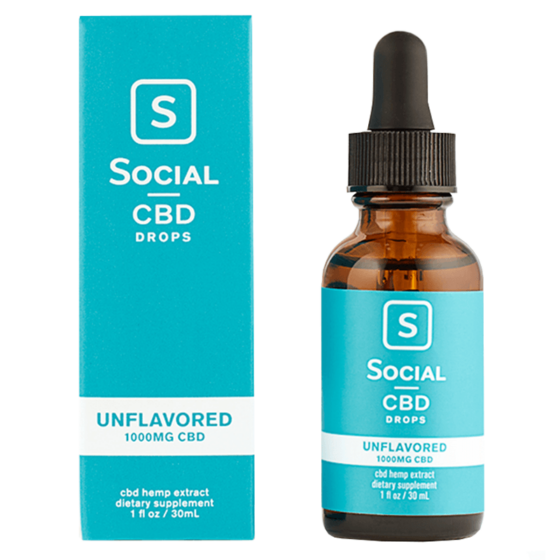 CBD Oil - Unflavored Drops CBD Tincture - 500mg-2000mg - By Social
