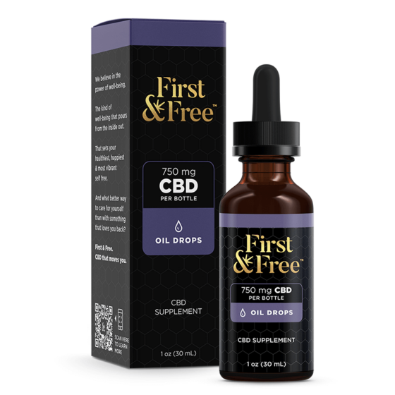 First & Free - CBD Tincture - Unflavored Oil Drops - 750mg