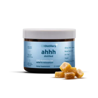 CBDistillery ahhh Distilled Broad Spectrum CBD Gummies  Tropical Fruit 30MG – 30 Count
