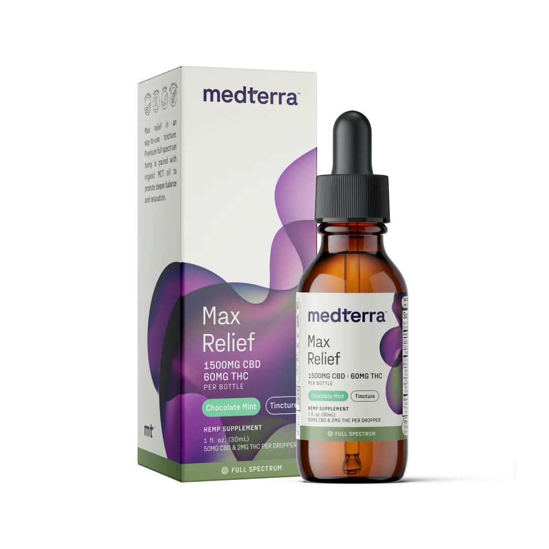 Medterra Max Relief Full Spectrum CBD+THC Oil Tincture Chocolate Mint 1500mg