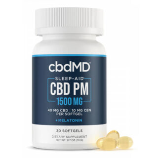 cbdMD - CBD Capsules - PM Softgels + Melatonin for Sleep - 1500mg