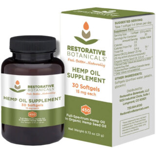Restorative Botanicals - CBD Capsules - Full Spectrum Hemp Oil Softgels - 15mg