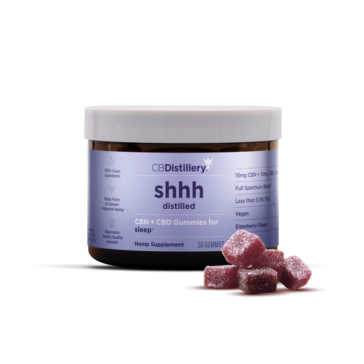 CBDistillery shhh Distilled CBN + CBD Full Spectrum Sleep Gummies Elderberry – 30 Count