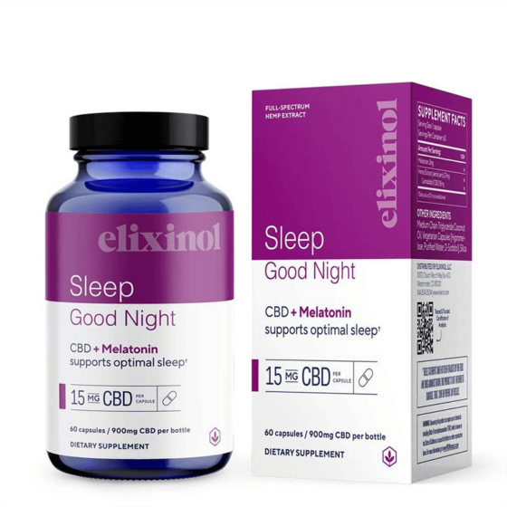 Elixinol - CBD Capsules - Full-Spectrum Good Night + Melatonin - 900mg