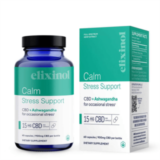 Elixinol - CBD Capsules - Full-Spectrum Stress Support + Ashwagandha - 900mg