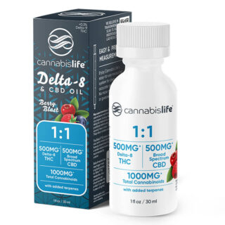 Cannabis Life - Delta 8 Tincture - Berry Blast 1:1 Broad Spectrum Oil - 1000mg