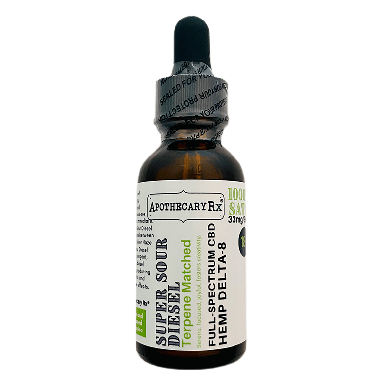 Full Spectrum CBD + Delta 8 Tincture - Super Sour Diesel - Apothecary Rx