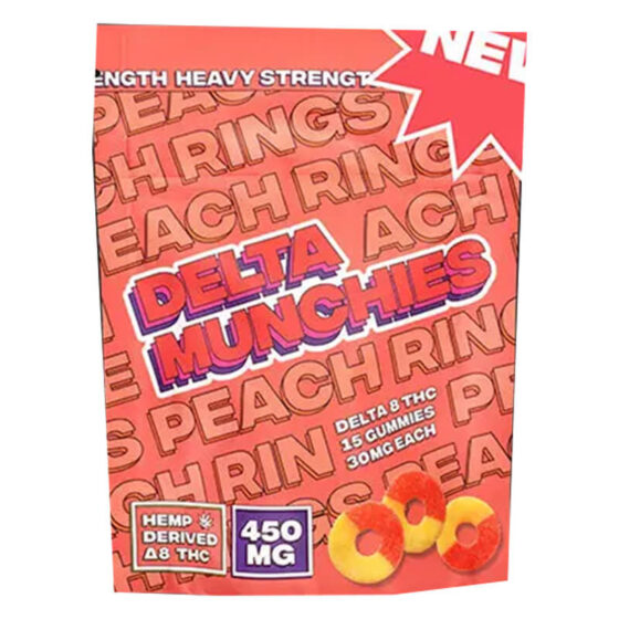 Delta Munchies - Delta 8 Edible - Peach Rings Gummies - 10mg-30mg