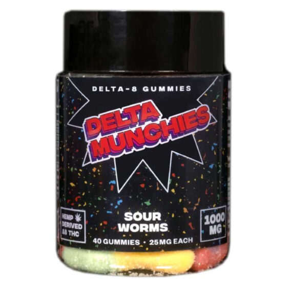 Delta Munchies - Delta 8 Edible - Sour Worm Gummies - 1000mg