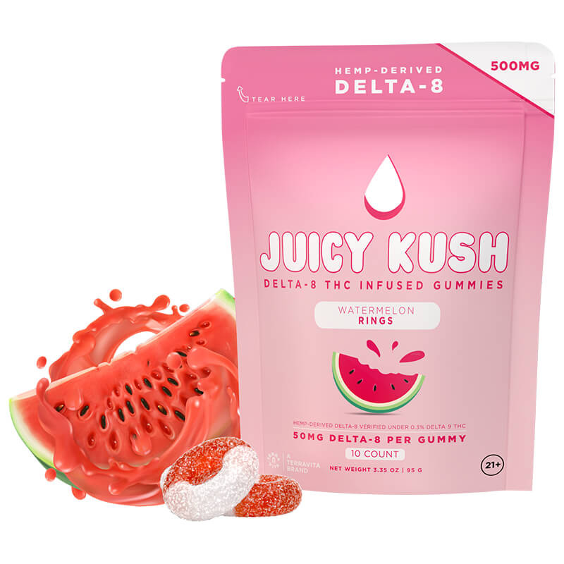 Juicy Kush Delta 8 Edible Watermelon Rings Gummies 50mg