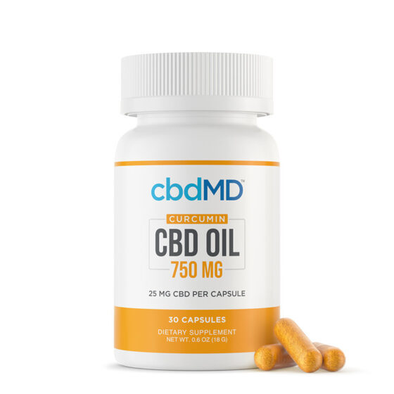 cbdMD - CBD Capsules - Broad-Spectrum Curcumin Caps - 25mg