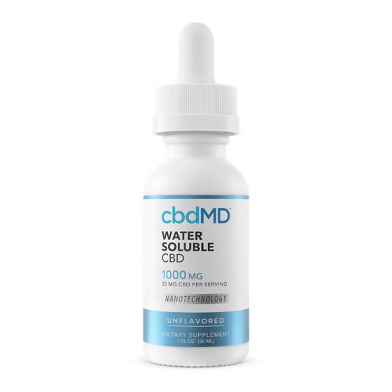 cbdMD - CBD Tincture - Water Soluble CBD Unflavored - 1000mg