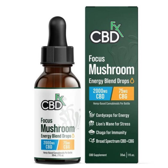 CBDfx - CBD Tincture - Focus Mushroom CBD:CBG Energy Blend Drops - 2000mg