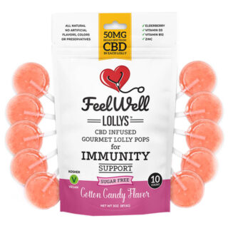 Feel Well Lollys - CBD Edible - Cotton Candy Lollipops - 50mg