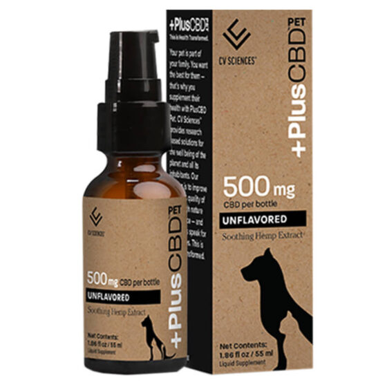 PlusCBD Oil - Pet Tincture - Unflavored Soothing Hemp Extract - 500mg