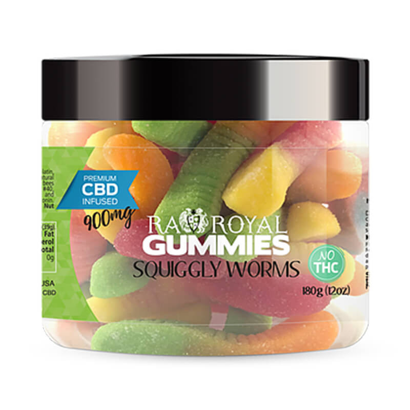 RA Royal CBD - CBD Edible - Squiggly Worms Gummies - 900mg