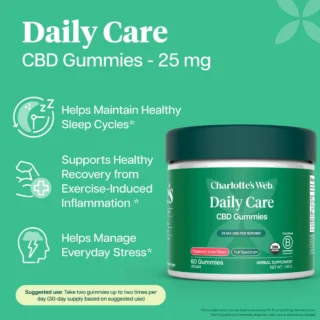 Charlotte’s Web Full Spectrum CBD Daily Care Gummies Raspberry Lime 60 Count