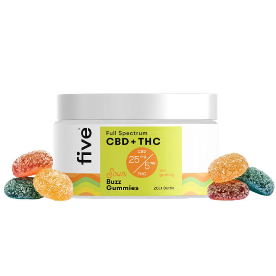 Five CBD - CBD & THC Edible - Full Spectrum Sour Buzz Gummies - 25mg
