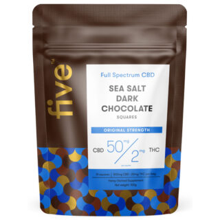 Five CBD - THC & CBD Edible - Sea Salt & Dark Chocolate Squares - 50mg