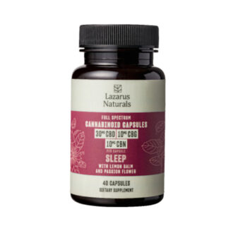 Lazarus Naturals - CBD Capsules - CBD:CBG:CBN Sleep Capsules - 30mg:10mg:10mg -40 Count