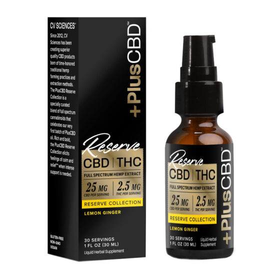 PlusCBD Oil - CBD & THC Tincture - Reserve Collection Oil - Lemon Ginger - 750mg