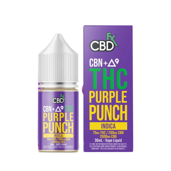 CBDfx - Delta 9 Vape Juice - D9:CBN Liquid Maui Purple Punch - 75mg/2000mg