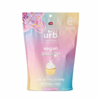 Urb Finest Flowers - Delta 8 Edible - D8:D10 Vegan Gummies - Birthday Cake - 50mg - 500mg