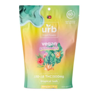 Urb Finest Flowers - Delta 8 Edible - D8:D10 Vegan Gummies - Tropical Lush - 50mg - 500mg