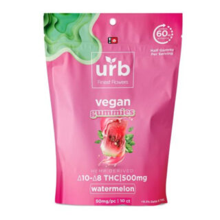 Urb Finest Flowers - Delta 8 Edible - D8:D10 Vegan Gummies - Watermelon - 50mg - 500mg