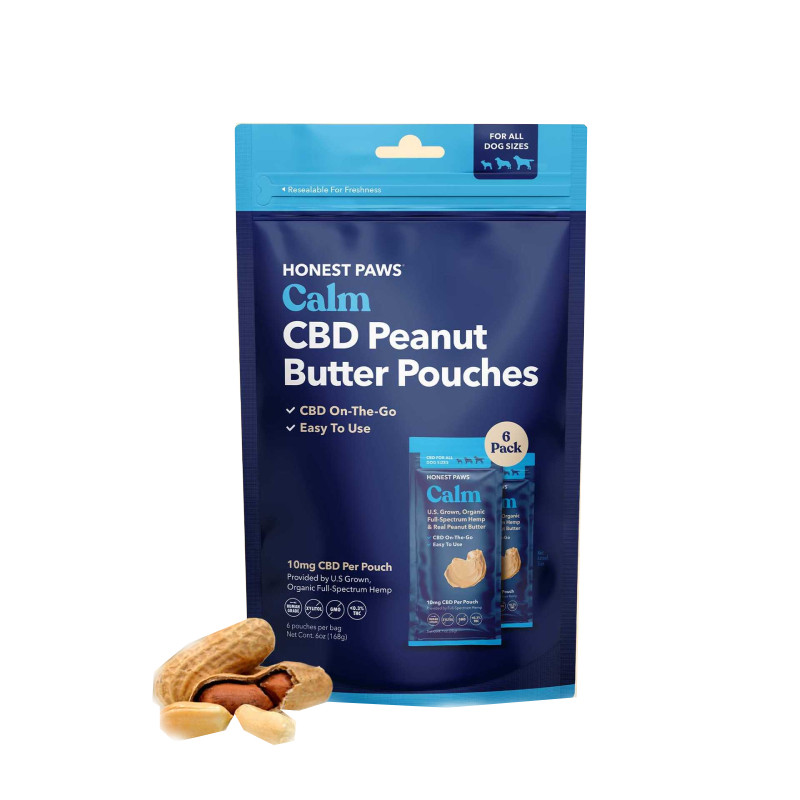 Honest Paws Pet Edible Calm Peanut Butter Pouches for Dogs 10mg