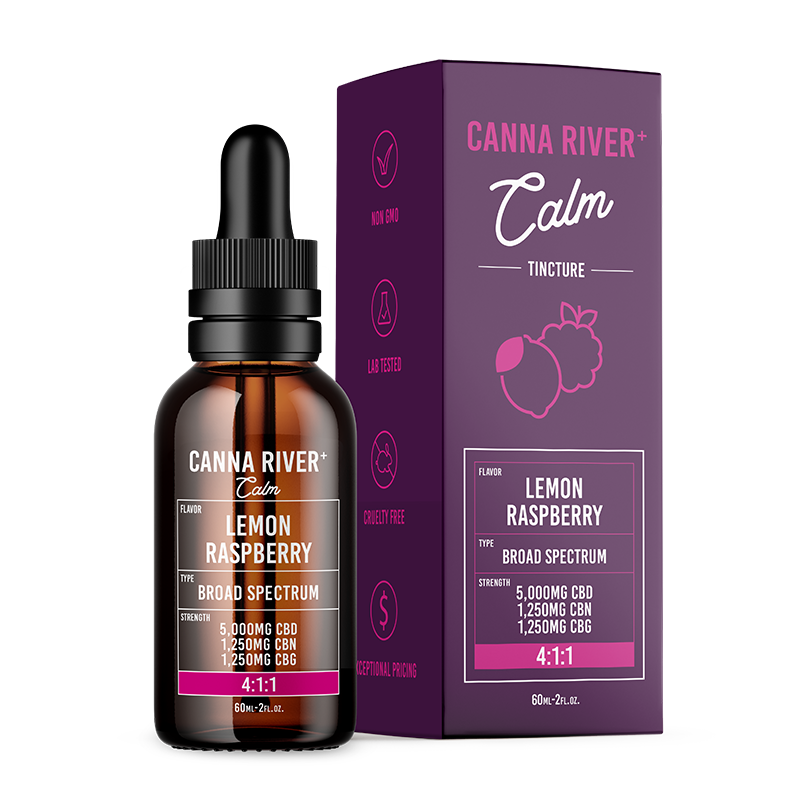 Canna River Calm CBD Oil Tincture with CBG CBN Lemon Raspberry