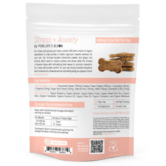 Penelope's Bloom - CBD Pet Edible - Stress + Anxiety Treats For Dogs - 600mg Back