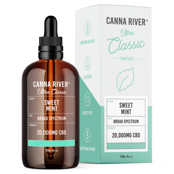 Canna River - CBD Oil - Broad Spectrum Ultra Classic Tincture - Sweet Mint - 20000mg