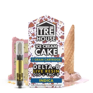 TRĒ House Live Resin Delta 8 + Delta 10 + THC-P Cartridge Ice Cream Cake 1g