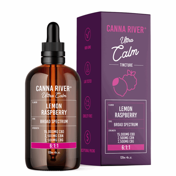 Ultra Calm CBD Oil Tincture with CBG + CBN - Lemon Raspberry