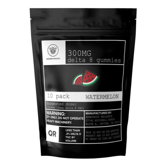 HoneyRoot Wellness - Delta 8 Edible - Watermelon Gummies - 300mg