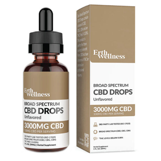 Erth Hemp - CBD Oil - Broad Spectrum Tincture - Unflavored - 3000mg