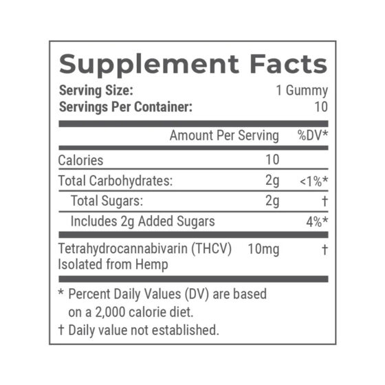 Joy Organics - THCV Edible - Joy Nutrition THCV Gummies - Sunshine Passionfruit - 10mg - Label