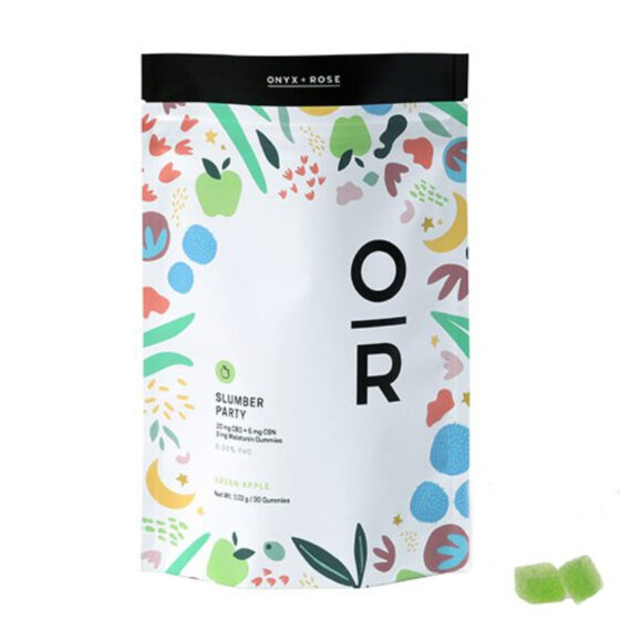 Onyx + Rose - CBD Edible - CBD:CBN Slumber Party Gummies - Green Apple - 25mg