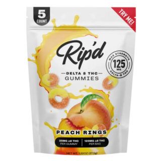 Rip'd - Delta 8 Edible - Peach Ring Gummies - 25mg - 5 Count