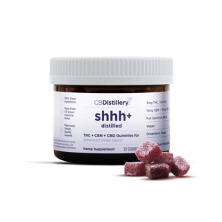 CBDistillery shhh Distilled Full Spectrum THC + CBN + CBD Deep Sleep Gummies  Dreamberry – 30 Count