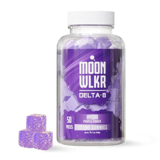 MoonWLKR - Delta 8 Edible - Hydra Gummies - Purple Punch - 625mg - 12.5mg - 50 Count