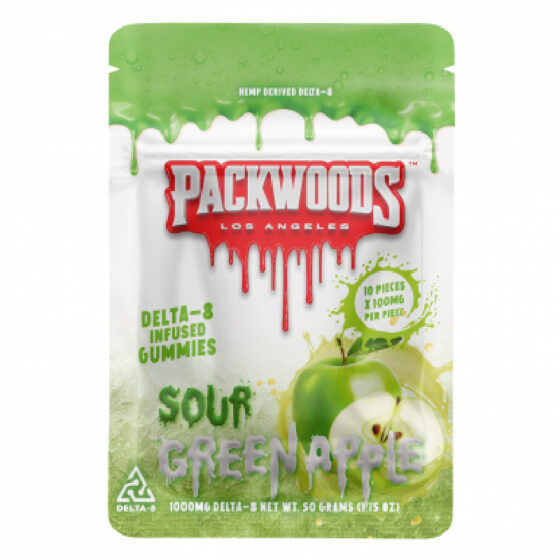 Packwoods - Delta 8 Edible - D8 Gummies - Sour Green Apple - 100mg