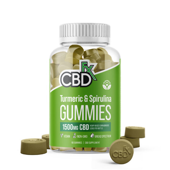 CBDfx - CBD Edible - Broad Spectrum Turmeric & Spirulina Gummies - 25mg - 1500mg