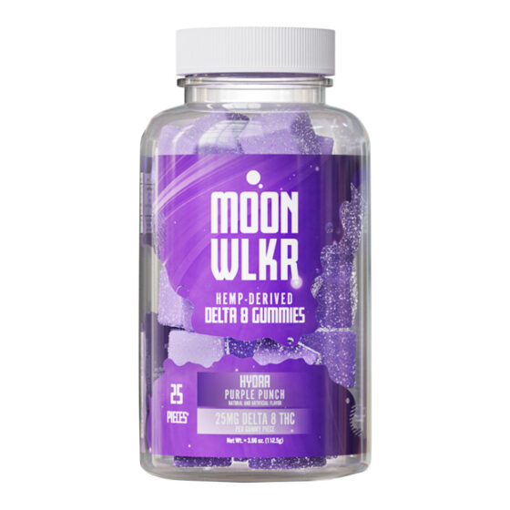 MoonWLKR - Delta 8 Edible - Hydra Gummies - Purple Punch - 625mg - 25mg - 25 Count