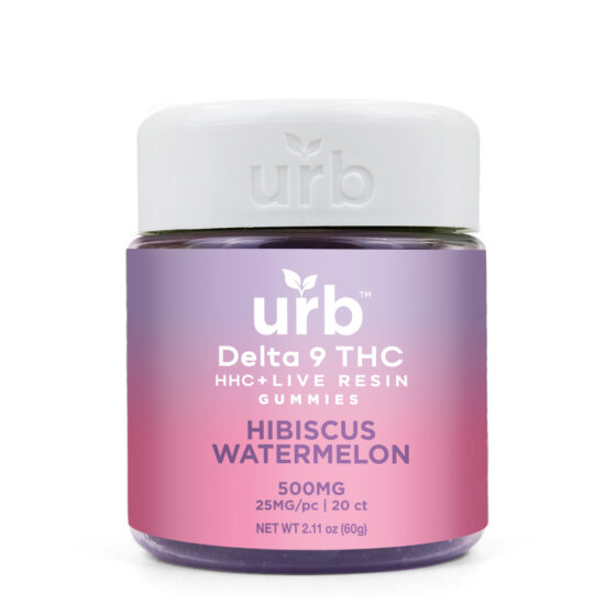 Urb Finest Flowers - Delta 9/HHC Edible - Live Resin Gummies - Watermelon Hibiscus - 25mg