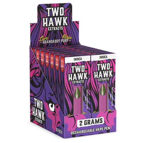 Two Hawk Hemp Co. - Delta 8 Device - Rechargeable - Granddaddy Purp - 2g 10 Pack