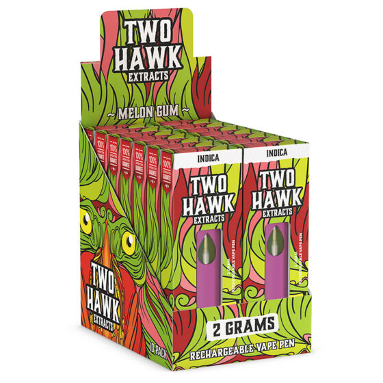 Two Hawk Hemp Co. - HHC Device - Rechargeable - Melon Gum - 2g 10 Pack